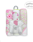Mothers Choice  3 Piece Hooded Towels And 3 Piece Facecloths So Loved Pink  Roses