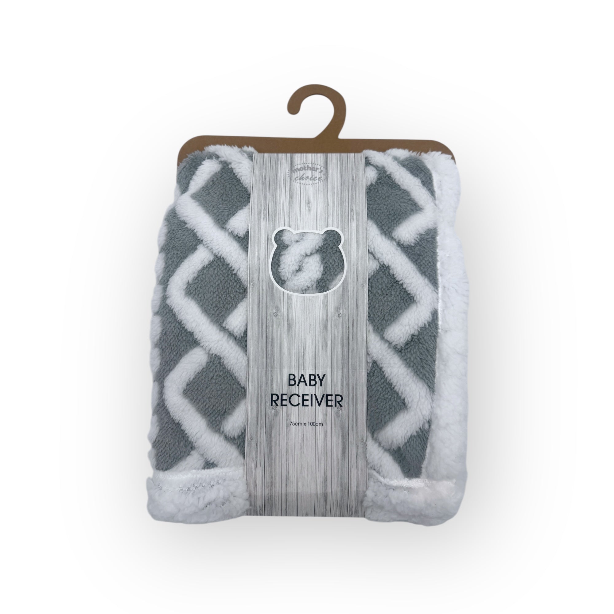 Mothers Choice  Sherpa Fleece Blanket Grey White Net Design