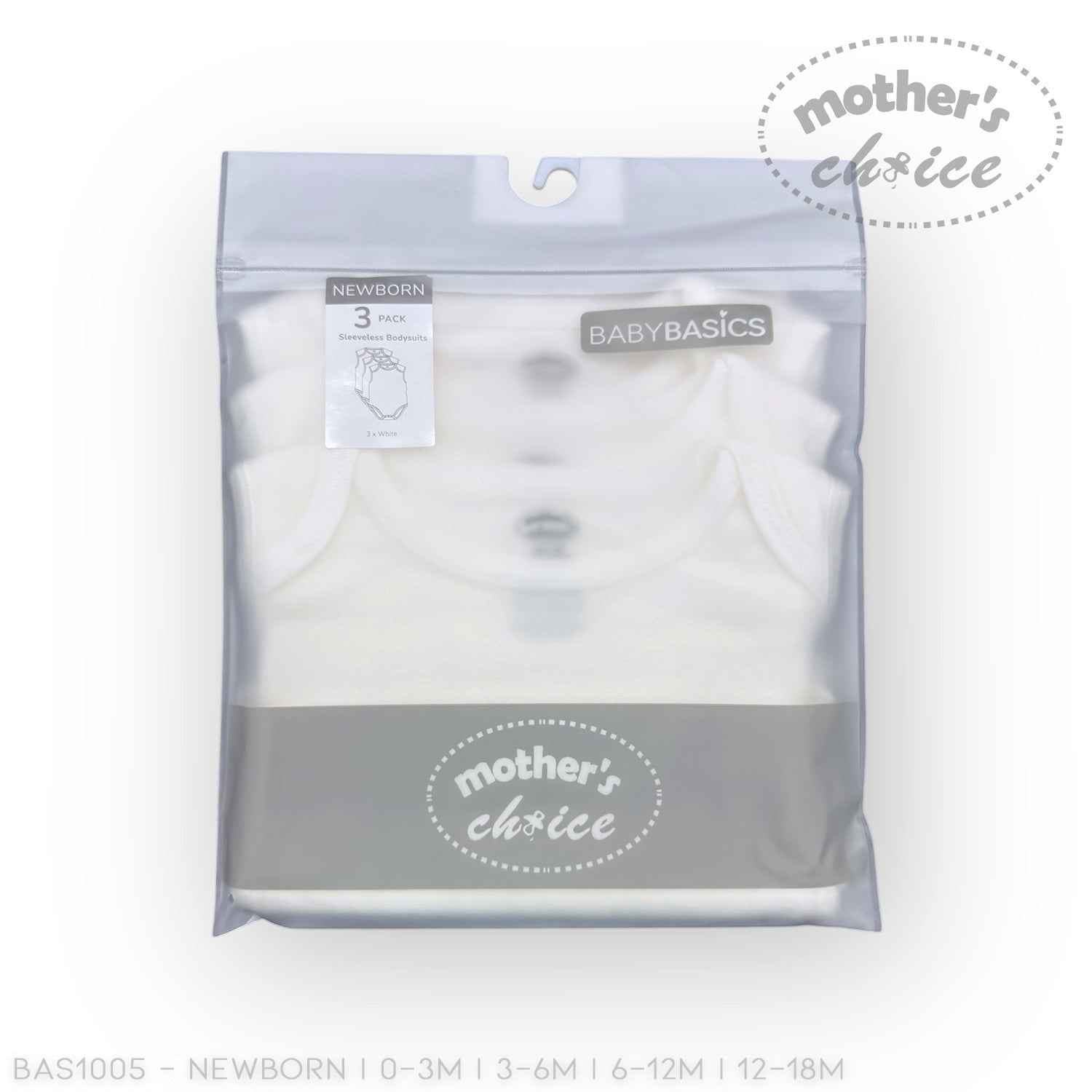 Pack of baby basics with 'mother's choice' branding on a white background