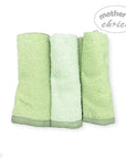 Three green textured cloths on a white background with 'Mother's Choice' branding.