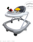 Baby walker with toys on a white background, branded 'Mother's Choice'.