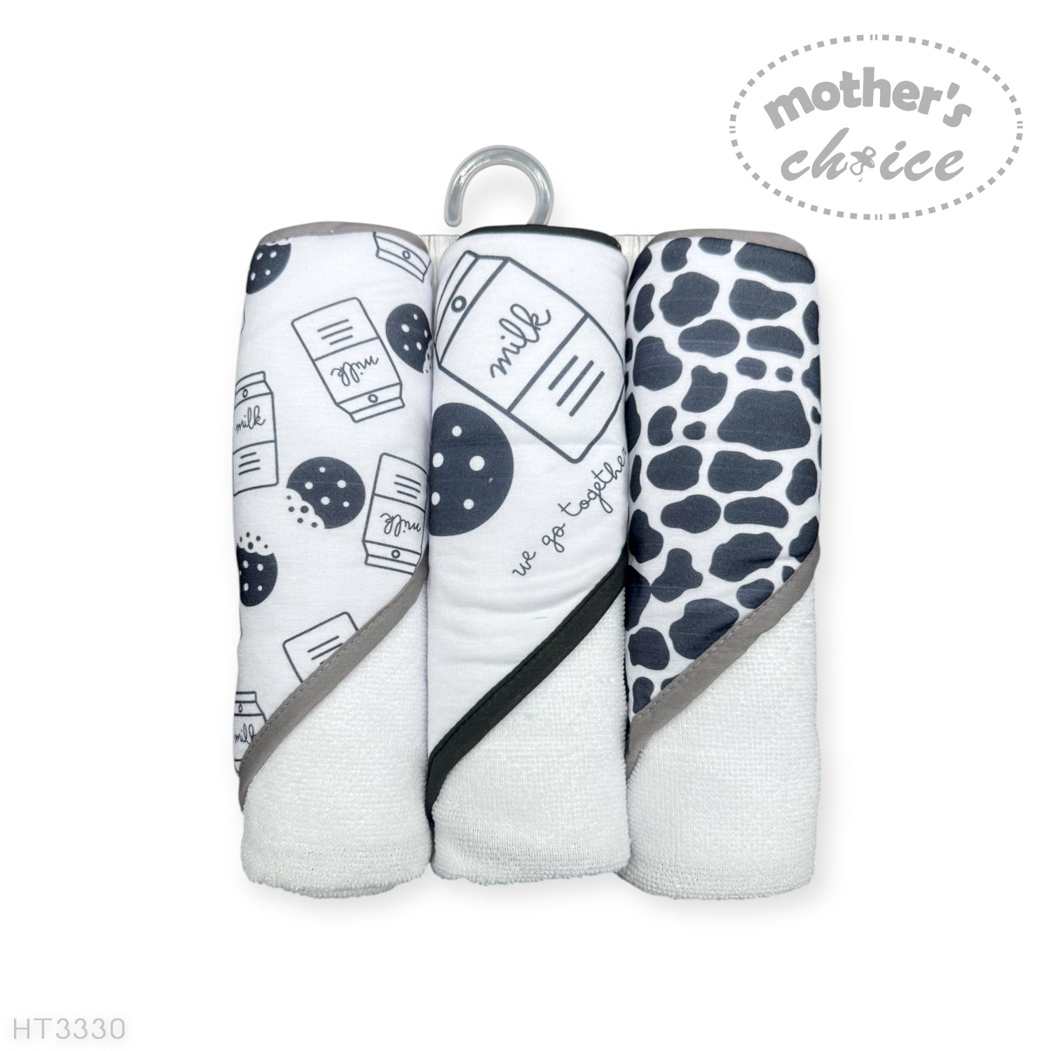 Mothers Choice Baby Hooded Towel &amp; Washcloth Set - Milk Bottle