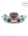 Toy car steering wheel and dashboard set on a white background with 'Mother's Choice' branding.