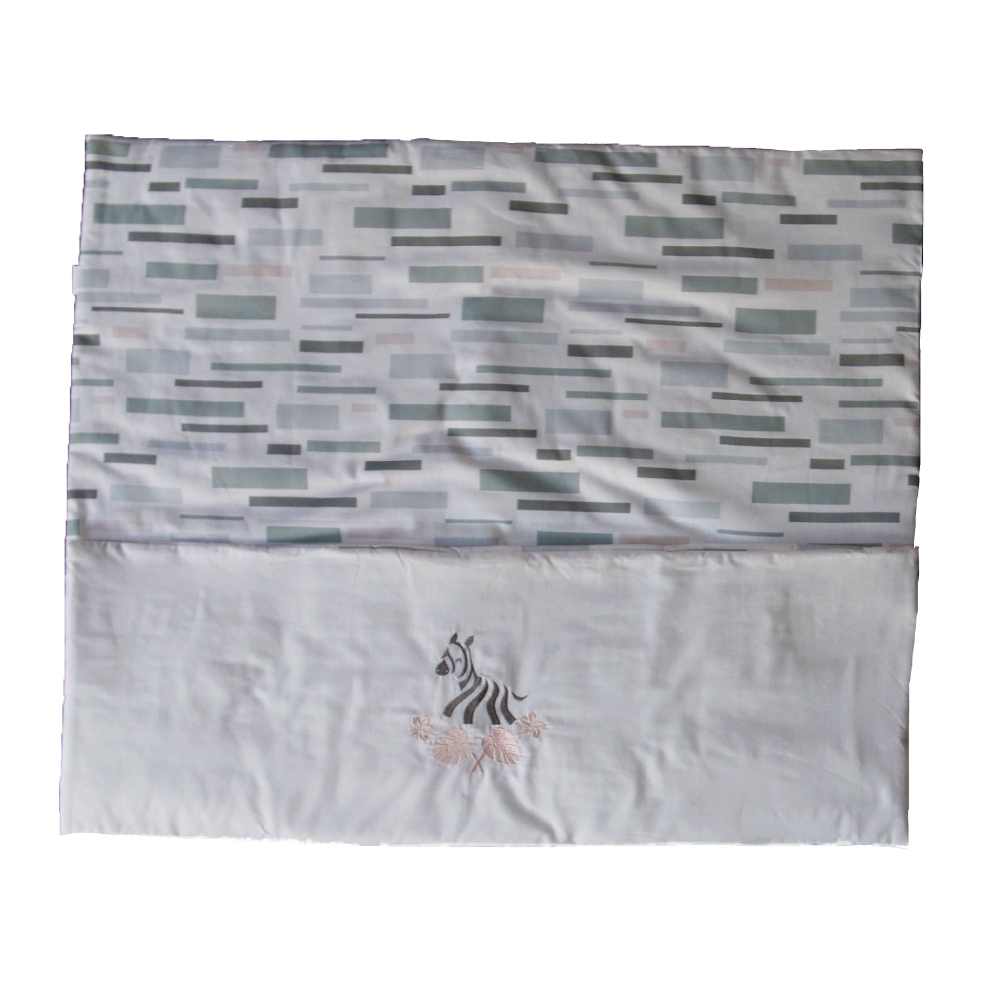 Patterned fabric with zebra design on a white background