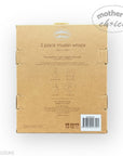 Cardboard packaging for 2-pack muslin wraps with 'Mother's Choice' branding on a white background.