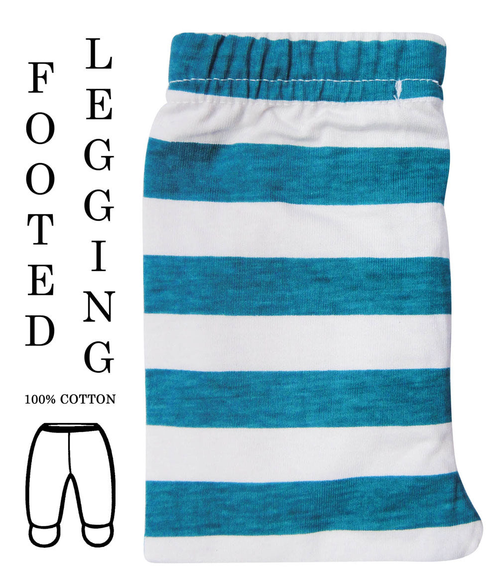 Mothers Choice 100% Cotton Leggings `Turq Stripe`