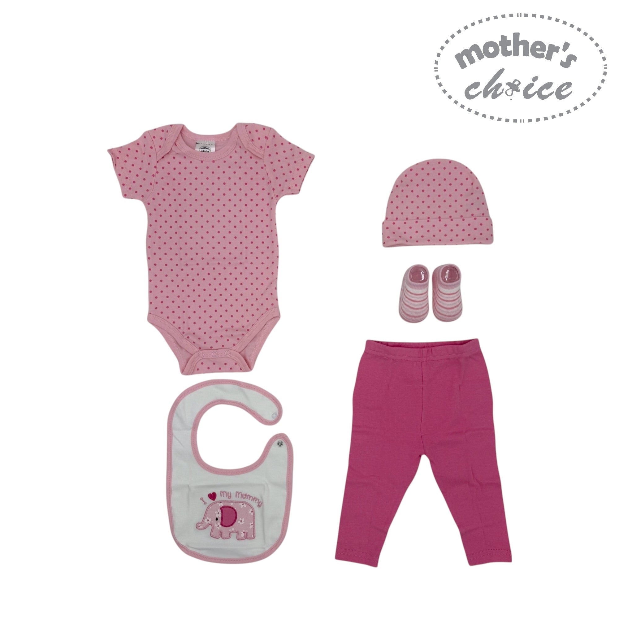 Mother&#39;s Choice 5-Piece Baby Gift Set - Pink Elephant