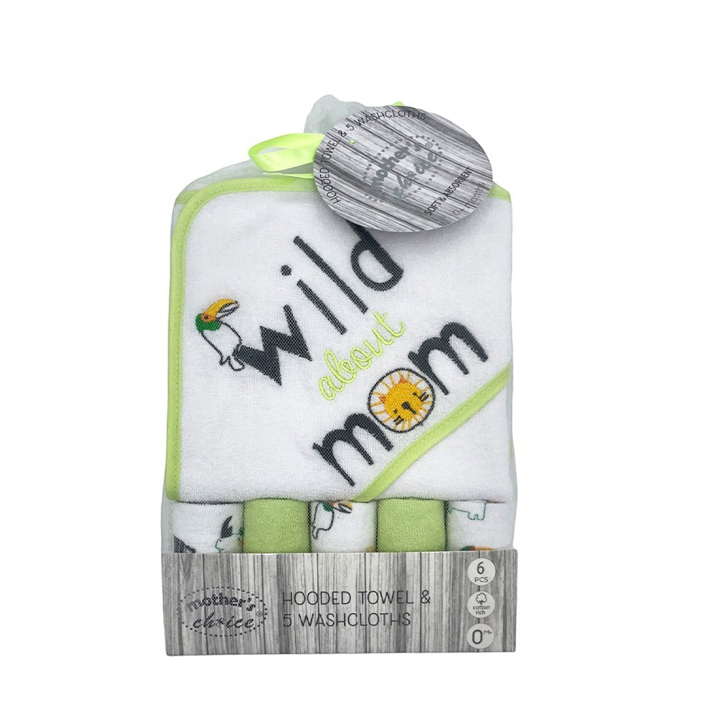 baby bath time essentials towel and 5 facecloth set
