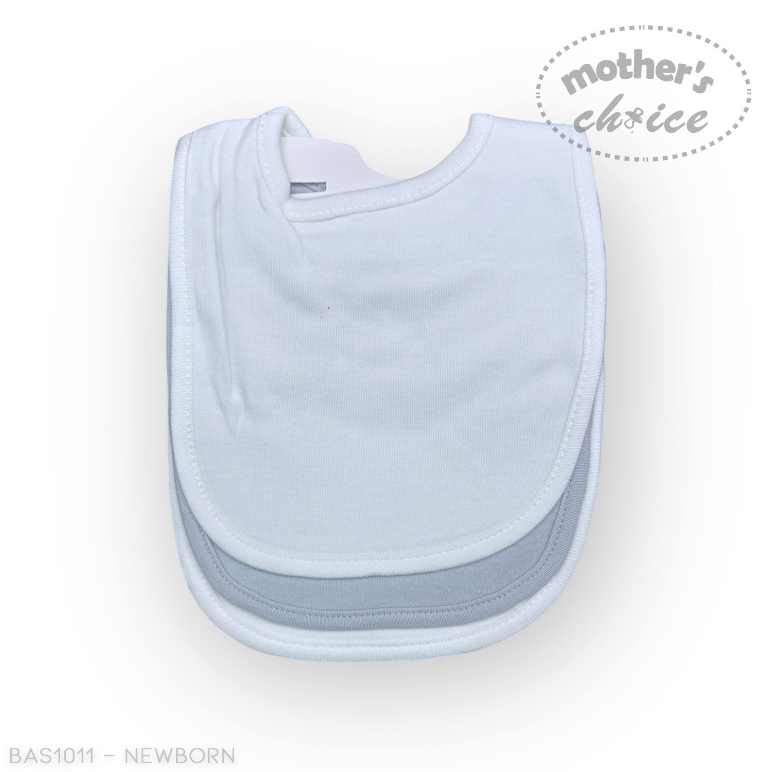 Stork And Baby white and grey cotton 3 pack baby bibs for feeding and teething