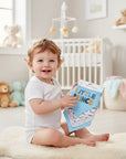 Stork And Baby 100% cotton 4 pack bandana bibs in blue with crocodile and 'Little Prince' print. For baby feeding.