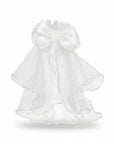 Stork And Baby girls white wedding veil featuring a decorative satin bow and tulle netting with ribbon trim.