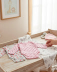 Stork And Baby pink and grey long-sleeve bodysuits with heart print, soft cotton, 2-pack
