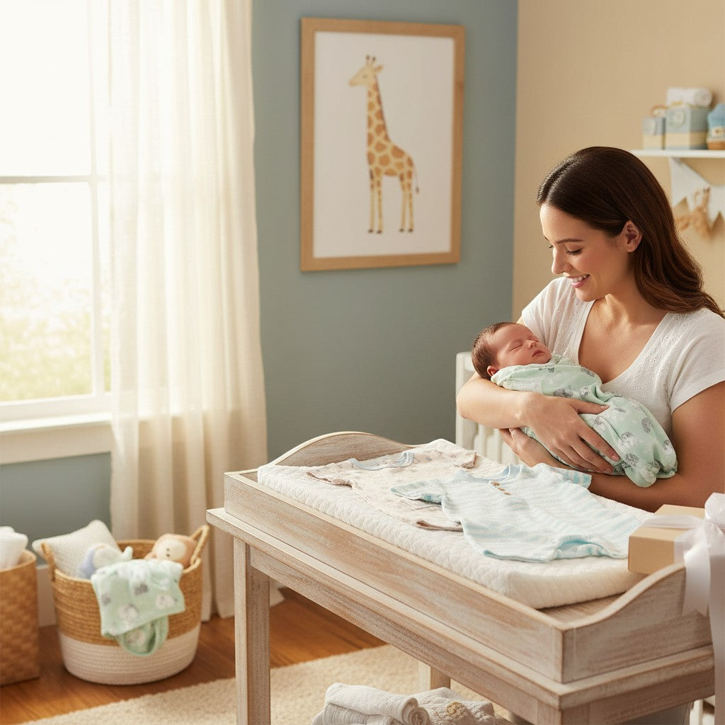 Stork And Baby infant 2 pack rompers in light blue and white cotton blend with star print.