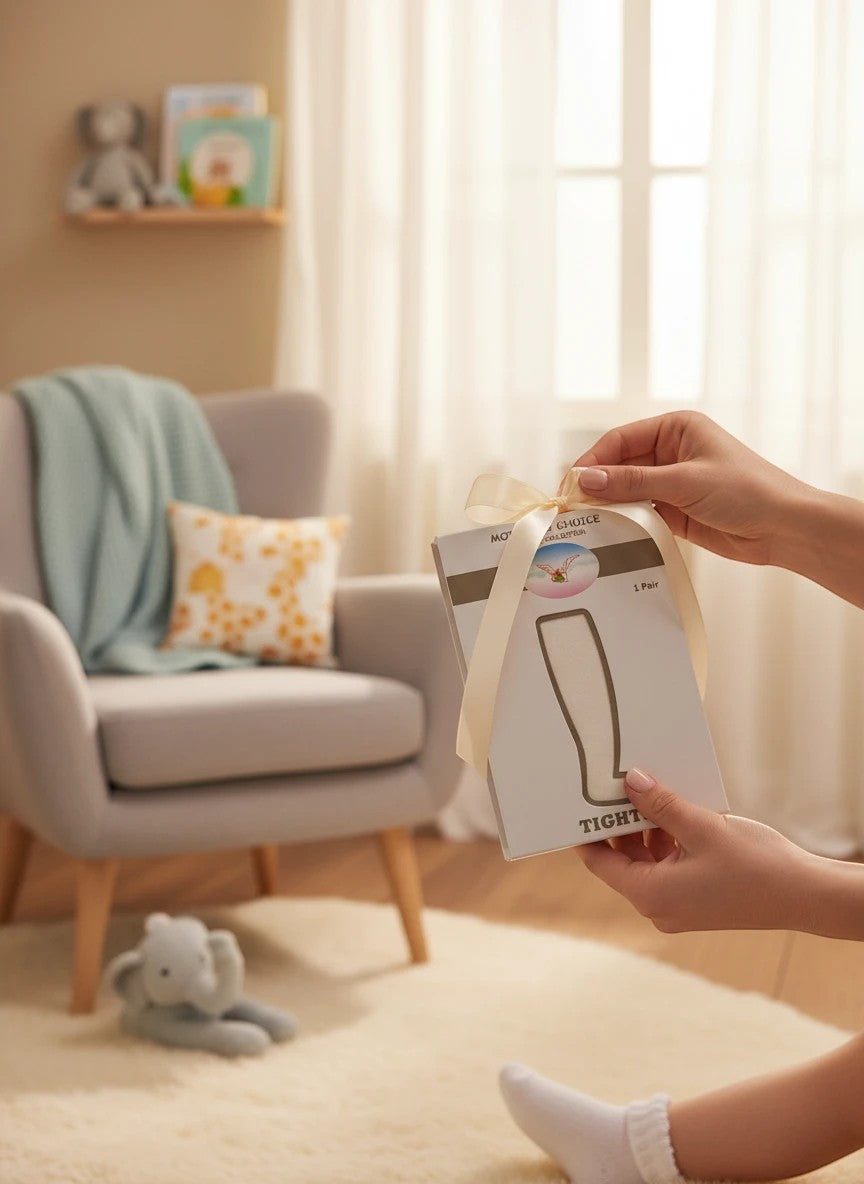 Stork And Baby Mothers Choice Infants Beige Tights, soft stretchy fit for all-day wear.