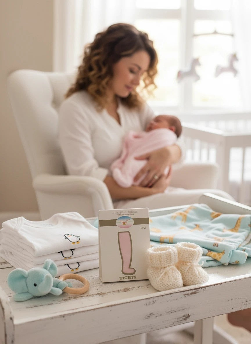 Stork And Baby infants pink tights, soft stretchy fit for all-day wear, lightweight warmth for cooler days.