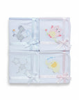 Stork And Baby Mothers Choice 100% cotton jersey baby wraps with embroidered creature designs and ribbon ties.
