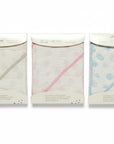Stork And Baby Mothers Choice 100% cotton muslin hooded receivers in grey, pink, and blue swirl patterns.