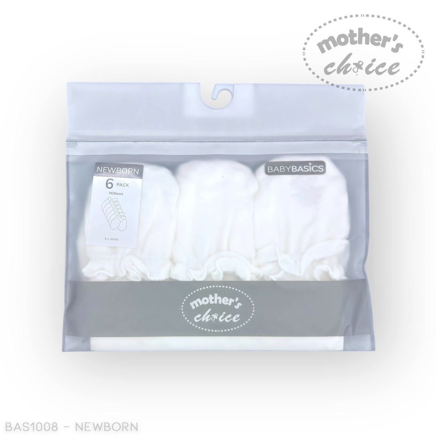 Stork And Baby Mothers Choice 6 Pack Newborn Mittens, white, soft cotton, protects baby skin from scratches.