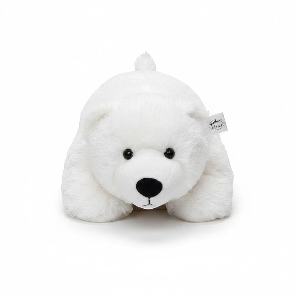 Stork And Baby Mothers Choice white polar bear plush animal cushion that unfolds into a soft baby blanket