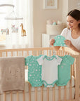 Stork And Baby "So Blessed" 3-piece newborn set with mint green bodysuits, hat, and mittens. Includes elephant blanket.
