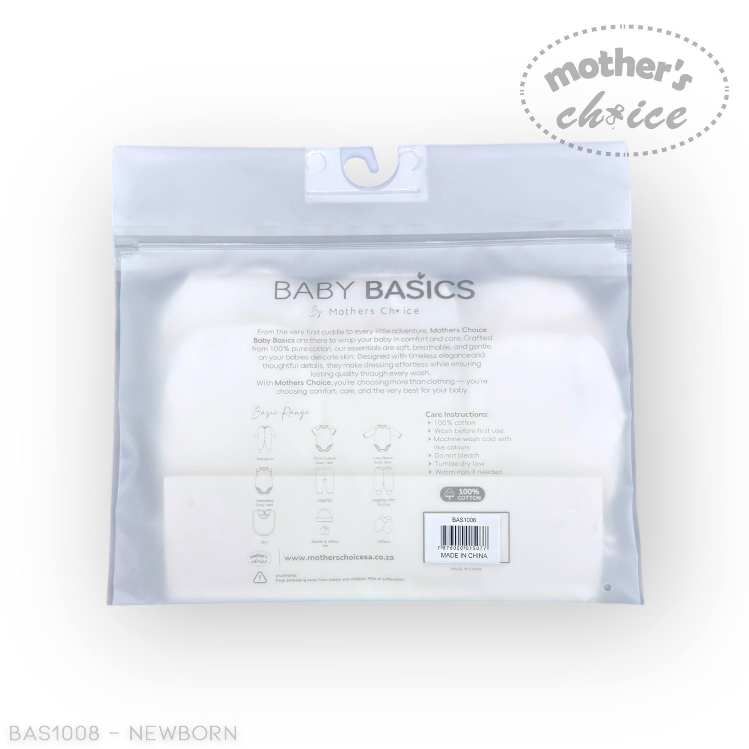 Stork And Baby Mothers Choice 6 pack of white cotton baby mittens for newborns, designed to prevent scratches and keep hands warm.