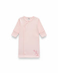 Stork And Baby pink cotton baby sleeping bag with Born To Shop embroidery and side snap closure for cozy nursery wear.
