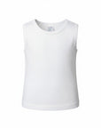 Stork And Baby white sleeveless vest for premature infants, made of soft, breathable cotton for delicate skin.