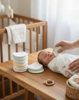 Stork And Baby soft toweling dribble bibs in pastel colors with ABC print, 2 pack, for babies.