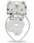 Stork And Baby Mothers Choice white butterfly hair accessory set with diamante detail, headband, scrunchie, and clips.