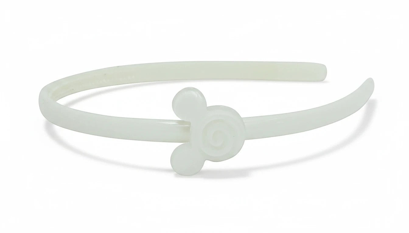Stork And Baby white girls alice band featuring a cute cartoon mouse ear design for a playful hair accessory