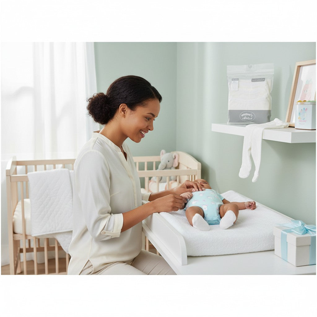 Stork And Baby white 3 pack closed feet leggings for babies, soft and stretchy for comfort.