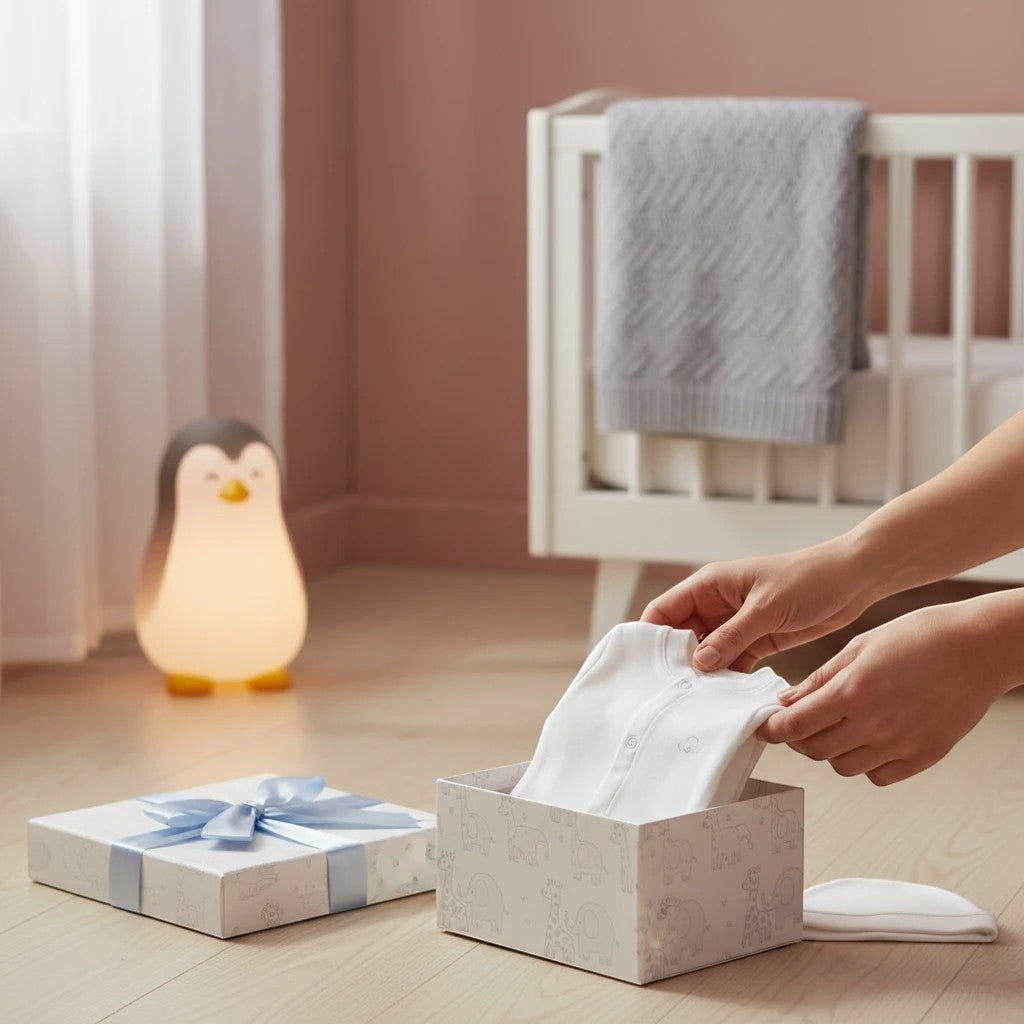Stork And Baby white preemie grower and hat set, soft cotton, perfect for newborns.