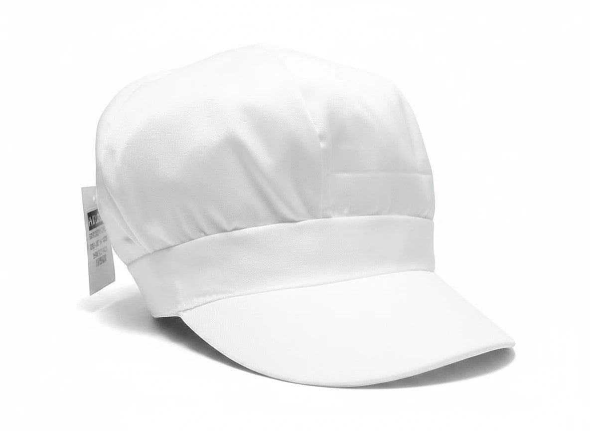 Stork And Baby Mother's Choice white satin baby cap with a soft finish, perfect for newborn photos and comfort.